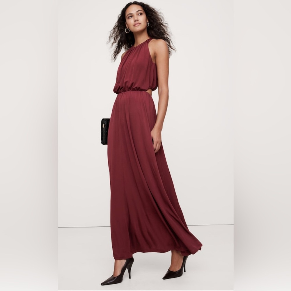 BANANA REPUBLIC CREPE KNIT CUT-OUT MAXI DRESS - Picture 4 of 6